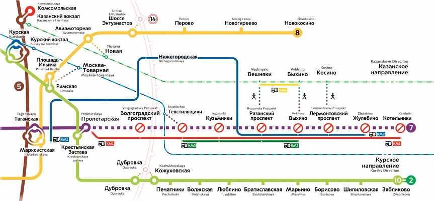 6 апреля закрываются 8 станций фиолетовой ветки метро 